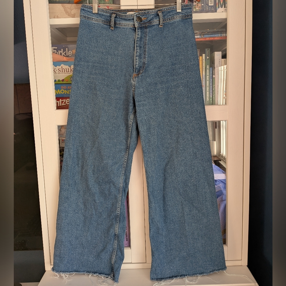 Zara Wide Leg Mariner High Raise Jeans Sailor